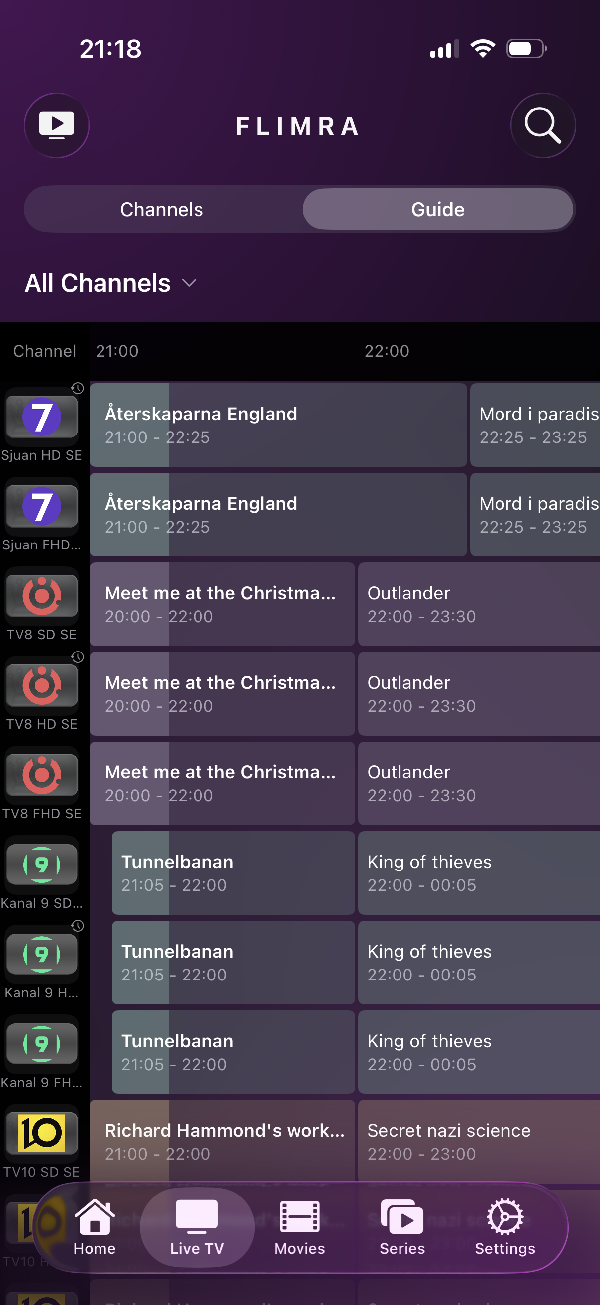 Flimra TV Guide on iPhone