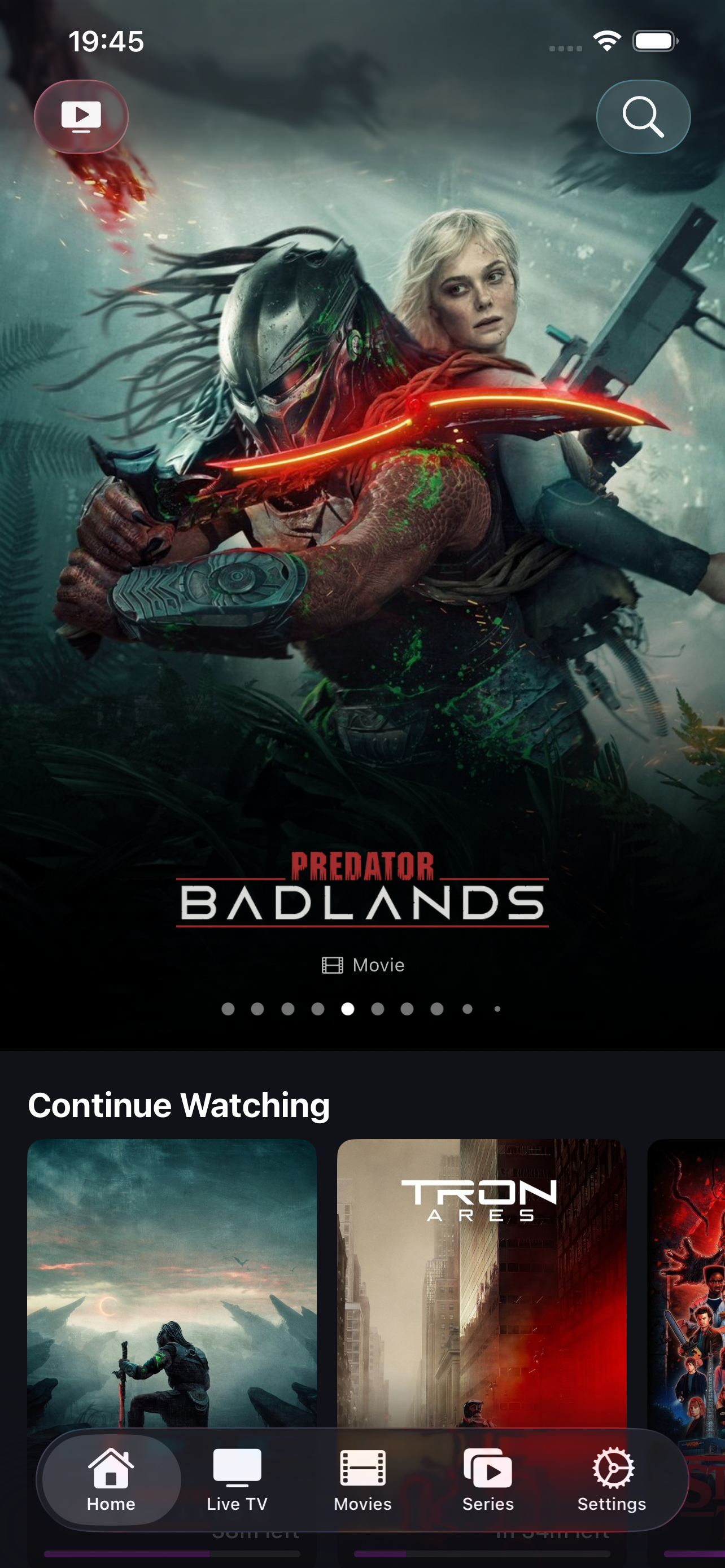 Flimra Home Screen on iPhone